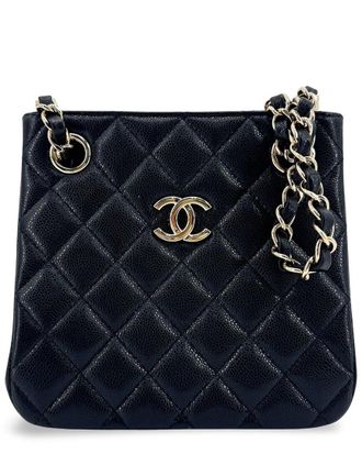 Chanel Black Grained Calfskin Mini Bucket Bag (Authentic Pre-Loved)