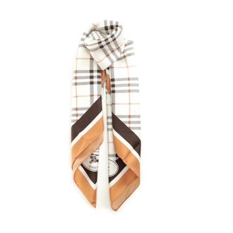 Burberry Check Knight Stamp Silk Scarf - unisex - Burberry - Silk Scarves - Beige - ONE SIZE - Accessories