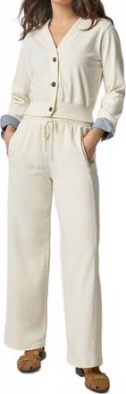 Lilla P Chambray Cuff Cardigan In Magnolia