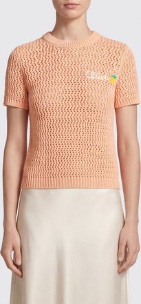 Chlo&eacute; Slim Fit Short-Sleeved Cotton Knit Top with Embroidered Logo