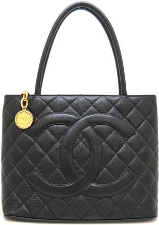 Chanel Black Grained Calfskin Tote Bag (Pre-Owned)