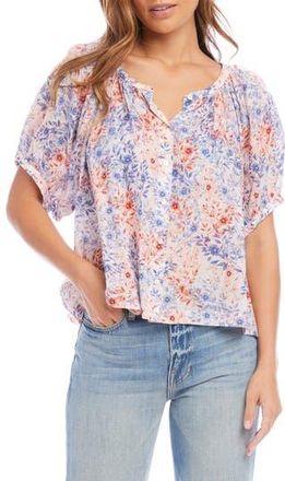 Fifteen Twenty Floral Cotton Button-Up Peasant Top in Floral Print at Nordstrom Rack, Size Medium