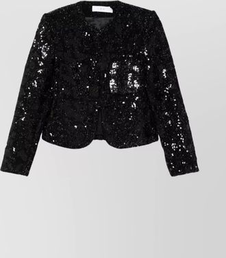Iro sequin embellished cropped length round neck jacket