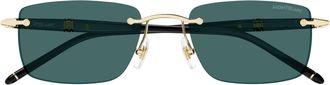 Montblanc Mb0344s Rimless Sunglasses with Rectangular Dark Green Lenses
