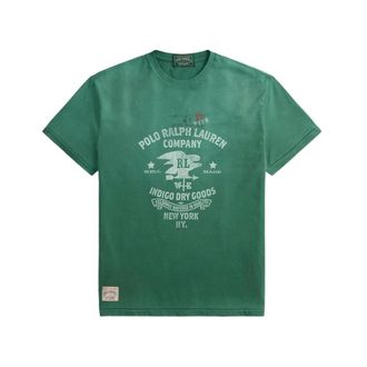 Ralph Lauren T-Shirts, male, Green, Size: S Graphic Print Crew Neck T-Shirt