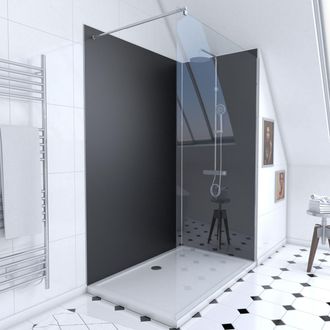 Aurlane Pack Ducha 90x120 - Paneles Murales Negro/cromato + Plato + Mampara 6 Mm