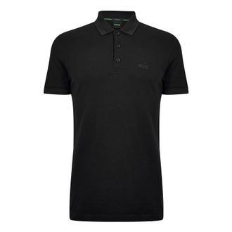 HUGO BOSS Herenpoloshirt Paddy met contrasterende boorden (Massief zwart)