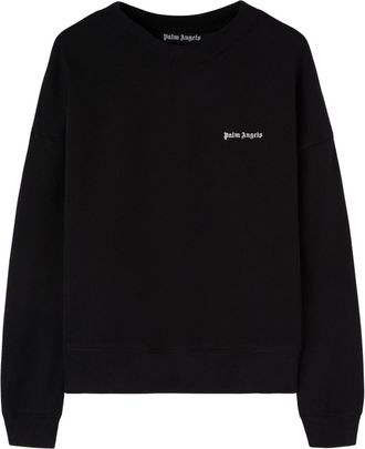 Palm Angels logo-embroidered cotton sweatshirt - men - Cotton/Polyester - S - Black