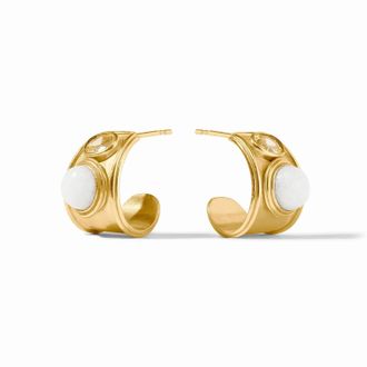 Julie Vos Womens Portofino Stone Hoop Earrings In White Jade