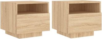 vidaXL Vidaxl - Mesitas de noche con luces led 2 uds roble Sonoma 40x39x37 cm