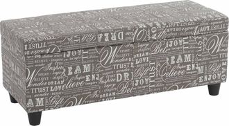Hhg Hhg - Nunca Usado] Ba&uacute;l Kriens, Banco, Tela/textil, 45x114x45cm Certificado Mvg, Letras, Gris