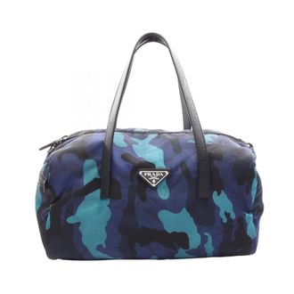 Prada Black Blue Nylon Saffiano Handbag Tote Bag (Pre-Owned)