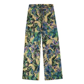 Pinko Wide Trousers, female, Multicolor, Size: S Floral Patterned Viscose Trousers