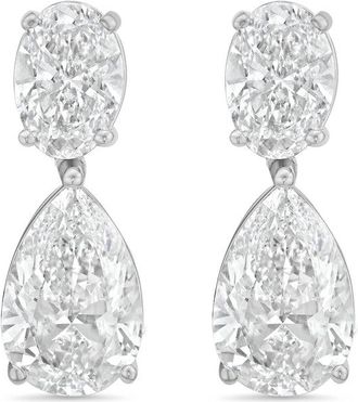 Diana M. Jewels 14KW WG 20.00 Ct TW of Lab grown oval and pear shape diamond drop earrings