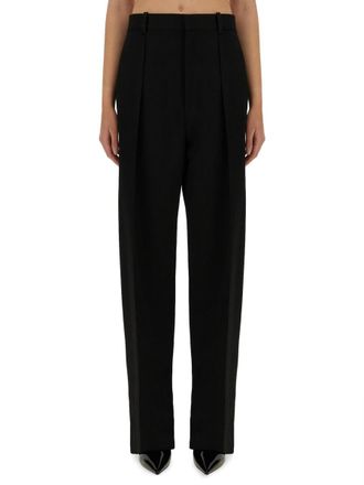 Bottega Veneta Pure Wool Wide-Leg Trousers - Black