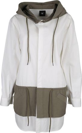 N&Uuml; Denmark Womens Shirt Jacket In White With Army Green