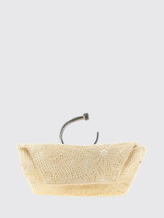 Magda Butrym Clutch in raso di seta e cotone con ricamo floreale e manico scultoreo