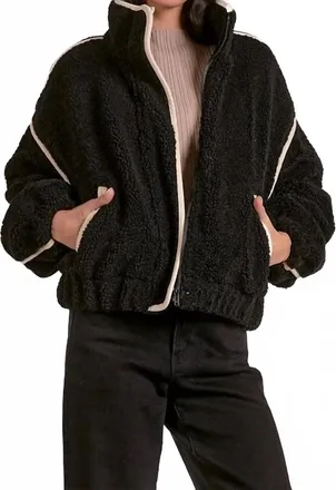 Elan Slate Sherpa Bomber Jacket In Black