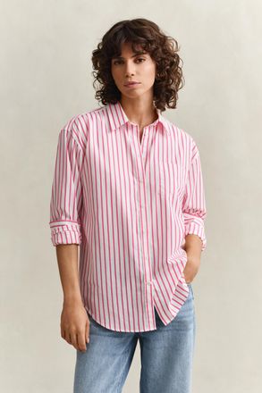 GANT Women Relaxed Fit Classic Striped Poplin Shirt (34) BRIGHT FUSCHIA