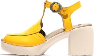 FLY London Womens Flig Heeled Sandal In Yellow