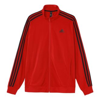 adidas M 3s Tt Tric Stripe Sports Stand Collar Logo Jacket Red H46104