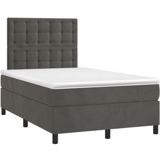 vidaXL Vidaxl - Cama Box Spring Colch&oacute;n Y Led Terciopelo Gris Oscuro 120x190 Cm