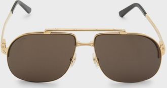 Cartier Men & apos;s Metal Double-Bridge Aviator Sunglasses