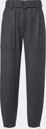 Brunello Cucinelli Belted wool and cashmere tapered pants
