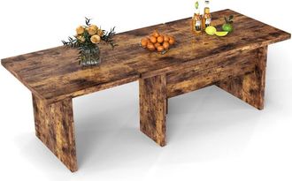 Costway Modular Coffee Table Set of 2 L Shaped Center Tables-Walnut