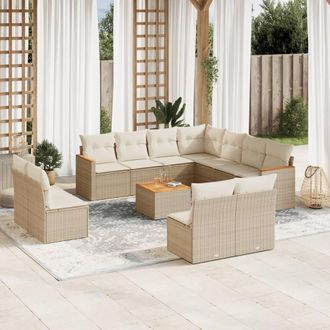 vidaXL Set De Sof&aacute;s De Jard&iacute;n 12 Pzas Y Cojines Rat&aacute;n Sint&eacute;tico Marr&oacute;n Vidaxl