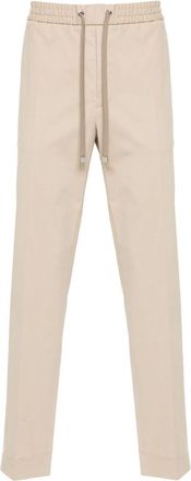 Moncler straight-leg trousers - men - Cotton/Calf Leather/Elastane - 52 - Neutrals