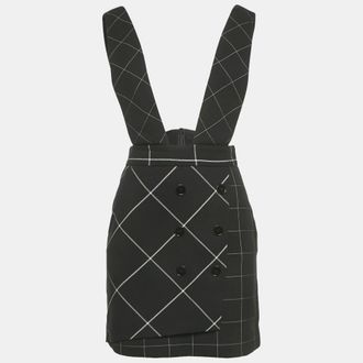 Maje Black Windowpane Gabardine Joly Pinafore Dress