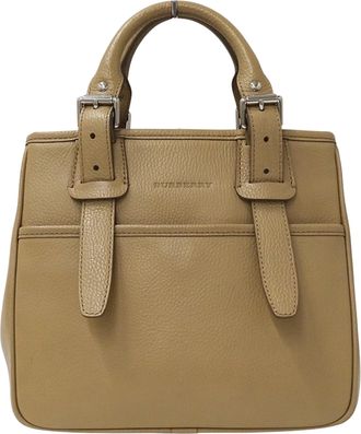 Burberry Beige Leather Handbag Tote Bag (Pre-Owned)