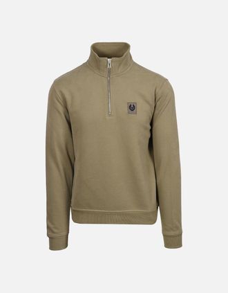 Belstaff Mens BELSTAFF HALF ZIP SWEATSHIRT FATIGUE GREEN - Tan/Tan - Size: 40