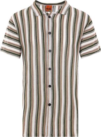 Vitelli striped short-sleeve shirt - men - Linen/Flax/Cotton/Wool - 2 - White