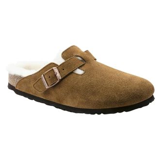 Birkenstock Shearling Klompen Bruin Su&egrave;de Comfort - Dames - Slip ons - Bruin - 36 EU - Su&egrave;de - Schoenen