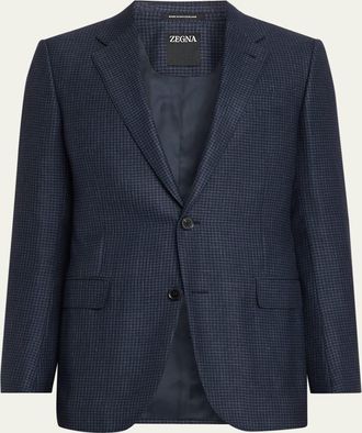 Ermenegildo Zegna Mens Woven Houndstooth Single-Breasted Sport Coat