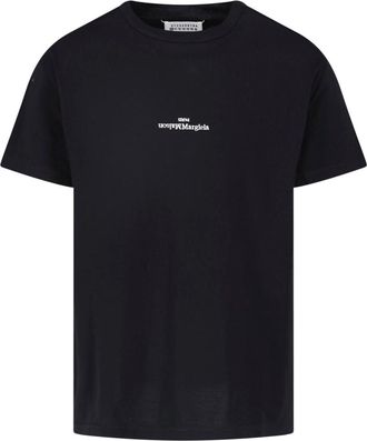 Maison Margiela Black Logo Embroidered Cotton T-Shirt