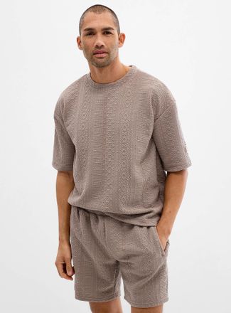 Le 31 Mens Embossed geo T-shirt