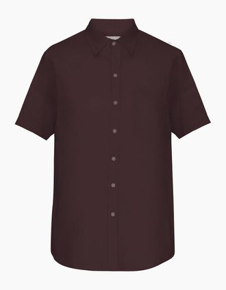 Colorful Standard Mens Colorful Standard Mens Short Sleeve Linen Shirt - Oxblood Red - Brown - Size: 40/Regular
