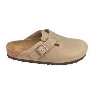 Birkenstock Boston Geolied Leren Sandalen Smal - Dames - Slip ons - Beige - 36 EU - Leer - Schoenen