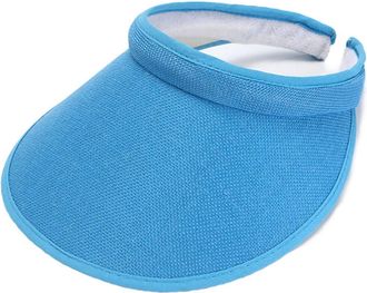 Generic Wide Brim Beach Sun Visor Hat Women Men Sport Visor Caps for Tennis Golf Running Sky Blue