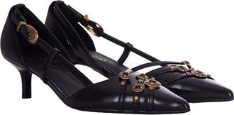 Pinko Womens Slingback Pumps Gloria Black-Antique Gold Leather Black/antique
