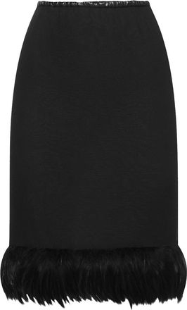 Saint Laurent Feathers Trim Silk Skirt
