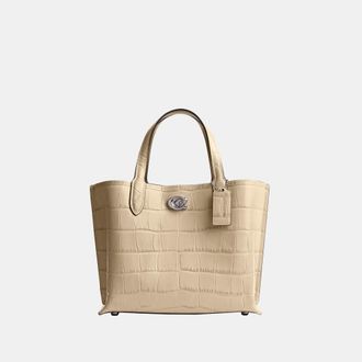 Coach Womens Willow Tote Bag 24 - White Leather - One Size