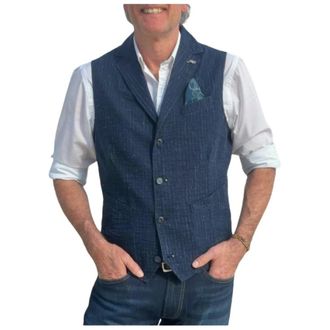 Bob Suit Waistcoat - Heren - Bodywarmers - Blauw - 2XL - Katoen - Jassen