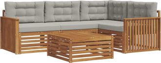 vidaXL Conjunto De Sof&aacute;s De Exterior 5 Uds. Gris Natural Y Claro Vidaxl