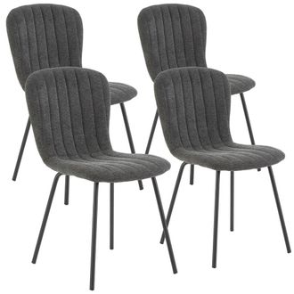 HOMN Pack 4 sillas tapizadas en tela color gris oscuro
