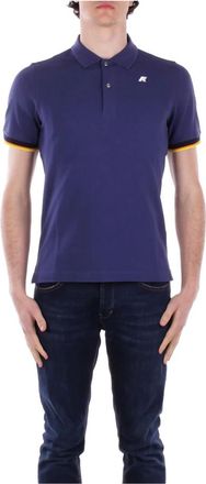 K-Way Tops, Heren, Blauw, M, Katoen, Blauwe Polo T-shirt met Frontlogo