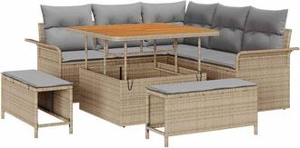 vidaXL Vidaxl - Conjunto De Sof&aacute; De Jard&iacute;n Con Coj&iacute;n 8 Pcs Beige, Gris Claro